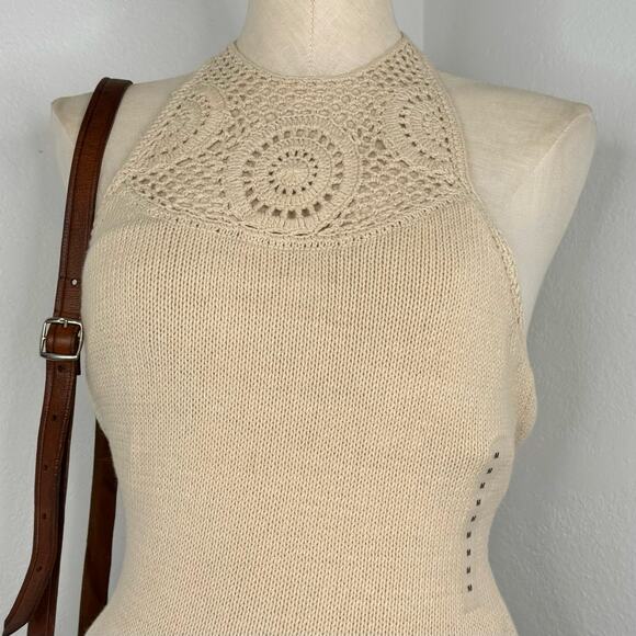 NWT Banana Republic Crochet Halter Top Self Bra Costal Medium - Picture 1 of 8